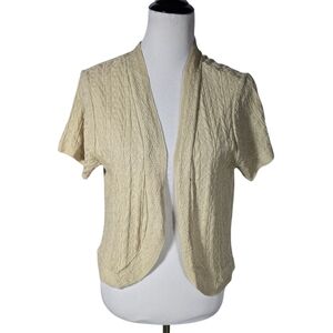 Laura Scott Large Tan Open-Front Shrug Cardigan AS IS